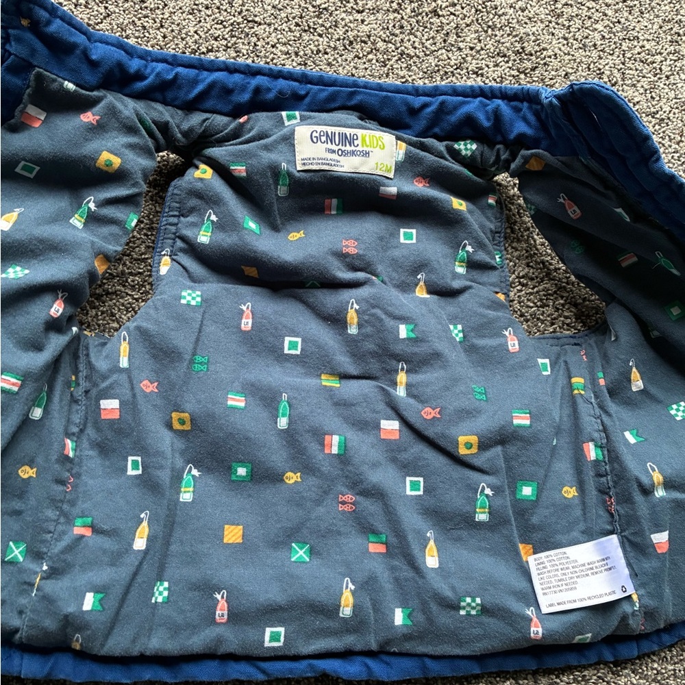 Genuine Kids by Oshkosh Blue Button Up Vest, Size 12 Months - Picture 5 of 7